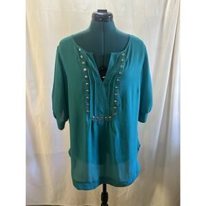 Spoiled Teal Studded Blouse (Size L)